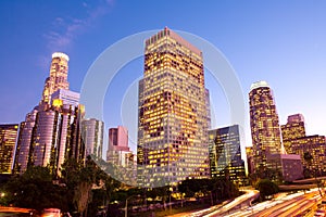 Skyscrapers at downtown financial district of Los Angeles