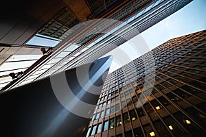 Skyscrapers in downtown Moscow prospect on the sky