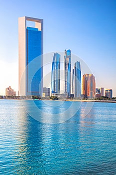 Skyscrapers in the evening, Abu Dhabi, United Arab Emirates