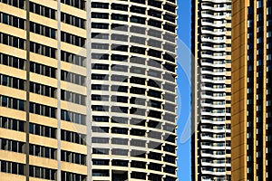 Skyscrapers facades with a gap