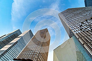 skyscrapers in a finance district