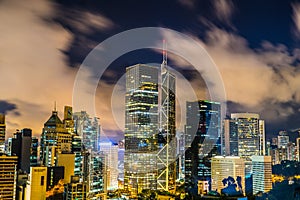 Of the skyscrapers of Hong Kong Special Administrative Region night view