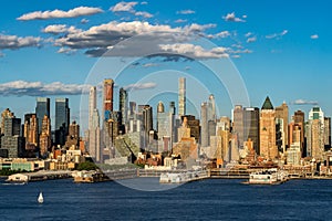 The skyscrapers of Manhattan Midtown West with the Hudson River. New York City