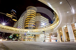 Skyscrapers at night in downtown of Houston, Texas