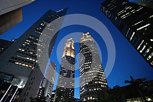 Skyscrapers at night time in Singapore