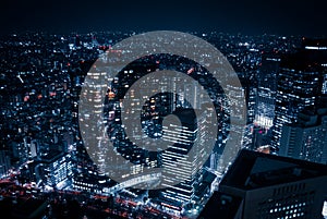 Skyscrapers of night view seen from the Tokyo Metropolitan Government Building