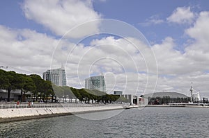 Skyscrapers Sao Gabriel and Sao Rafael Towers from Parque das Nacoes area of Lisbon