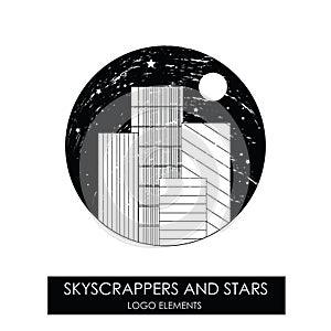 Skyscrapers and stars. High quality original logo.