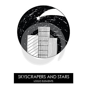 Skyscrapers and stars. High quality original logo.