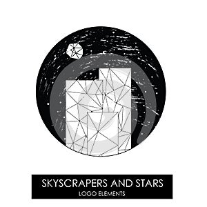 Skyscrapers and stars. High quality original logo.