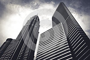 Skyscrapers surrounding the city of Kuala Lumpur, Malaysia.