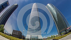 skyscrapers timelapse hyperlapse in the Four Towers Business Area with the tallest skyscrapers in Madrid and Spain photo