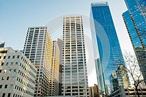 Skyscrapers towering over Calgary Alberta Canada - dec, 2019