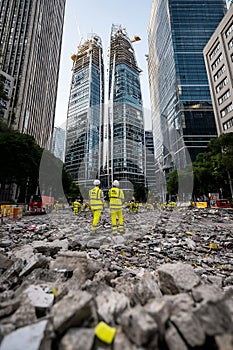 Skyscrapers Under Construction, City Demolition Site