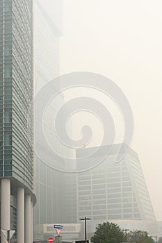 Skyscrapers Under The Heavy Smog