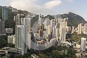 Skyscrapers of Victoria Peak on Hong Kong Island