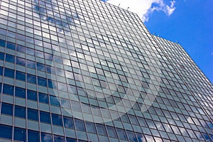 Skyscrapers view with blue sky details of building