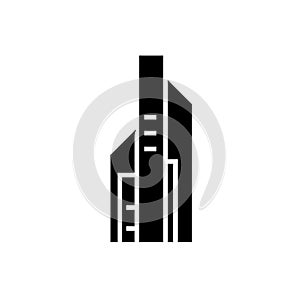 Skyscrapper big icon, vector illustration, black sign on isolated background