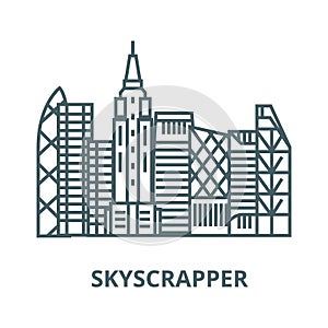 Skyscrapper vector line icon, linear concept, outline sign, symbol photo