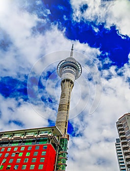 Skytower, the famous Auckland landmark in New Zealand