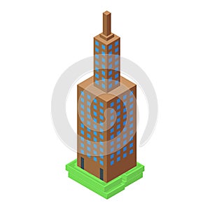 Skytower investments icon, isometric style