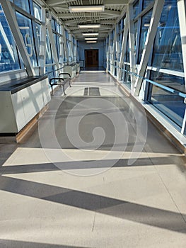 Skywalk corridor above William Avenue to health Sciences centre HSC hospital parking
