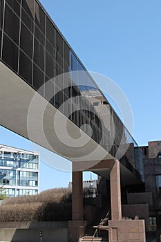 Skywalk in downtown Des Moines Iowa photo