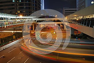 Skywalk in hong kong night photo