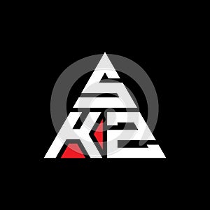 SKZ triangle letter logo design with triangle shape. SKZ triangle logo design monogram. SKZ triangle vector logo template with red