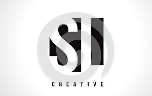 SL S L White Letter Logo Design with Black Square.