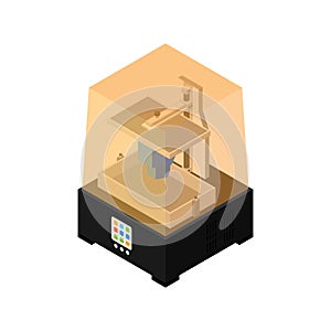 SLA 3D printer in isometric graphic