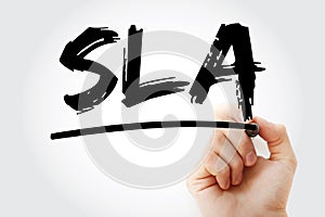 SLA - Service Level Agreement acronym with marker, business concept background