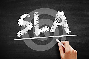 SLA Service Level Agreement - commitment between a service provider and a client, acronym text on blackboard