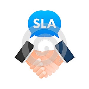 SLA - Service Level Agreement. Commitment between a service provider and a client. Vector stock illustration.