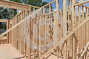 Residential home construction stud framing