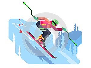 Slalom downhill skiing