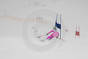 Slalom racer on a low visibility day