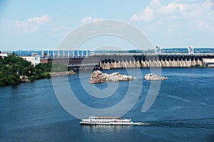 Sland Khortytsya Zaporozhye on hydroelectric power station on th