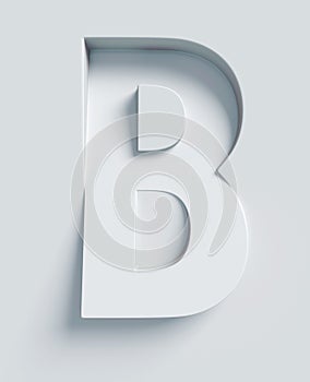 Slanted 3d font engraved and extruded from the surface, letter B