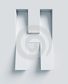 Slanted 3d font engraved and extruded from the surface, letter H