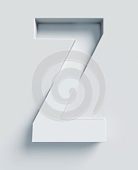 Slanted 3d font engraved and extruded from the surface, letter Z