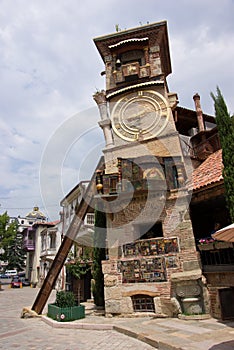 Slanted clock tower