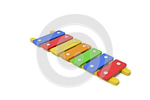 Slanted view of a colorful xylophone