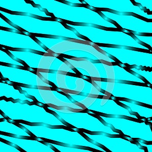 Slanting black lines and rhombuses on light blue with intersection of glare