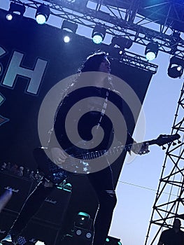 Todd Kerns performing in Italy during the `Living the Dream Tour`