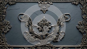 Slate Flourish: Pewter Filigree Elegance Unleashed. AI generate