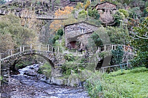 Slate houses in the historic village in Foz D Egua, Arganil in center of Portugal photo