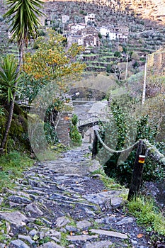 Slate houses in the historic village in Foz D Egua, Arganil in center of Portugal photo