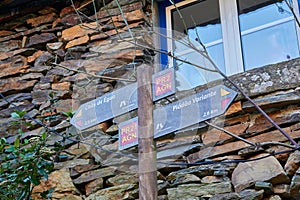 Slate houses in the historic village in Foz D Egua, Arganil in center of Portugal photo