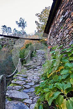 Slate houses in the historic village in Foz D Egua, Arganil in center of Portugal photo